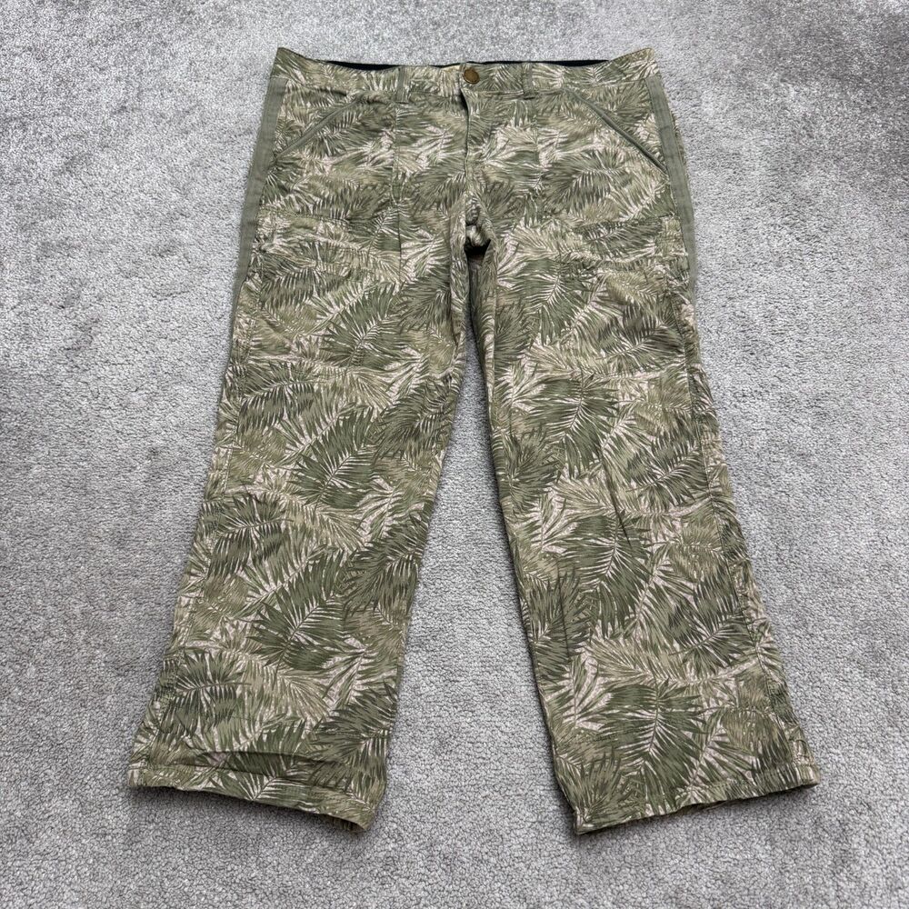 Democracy Ab Technology Palm Print Crop Utility Cargo Pants Womens 14 Green